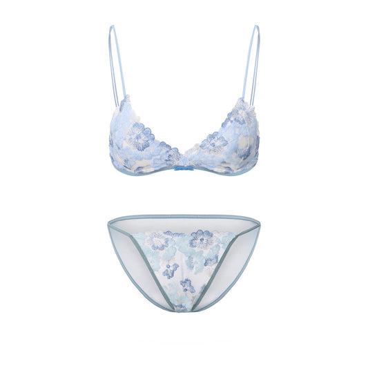 Blue Porcelain Bralette Set