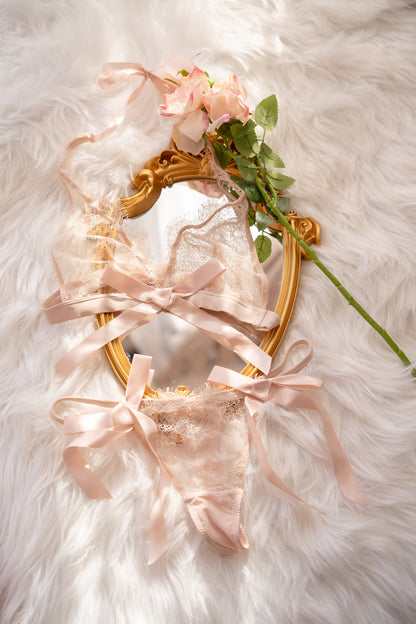 Satin Bow Bralette Set