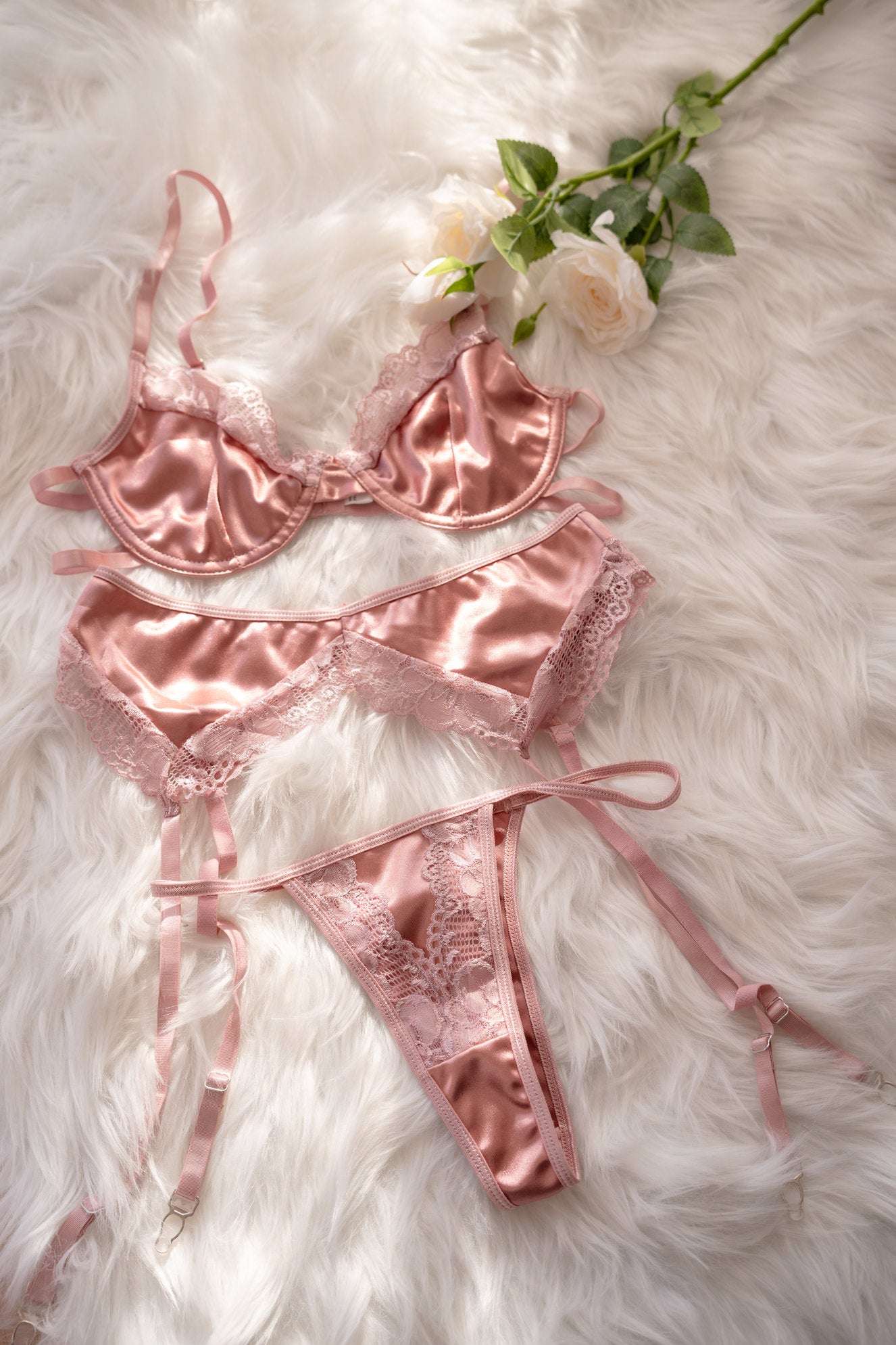 Silk Rose Satin Ensemble