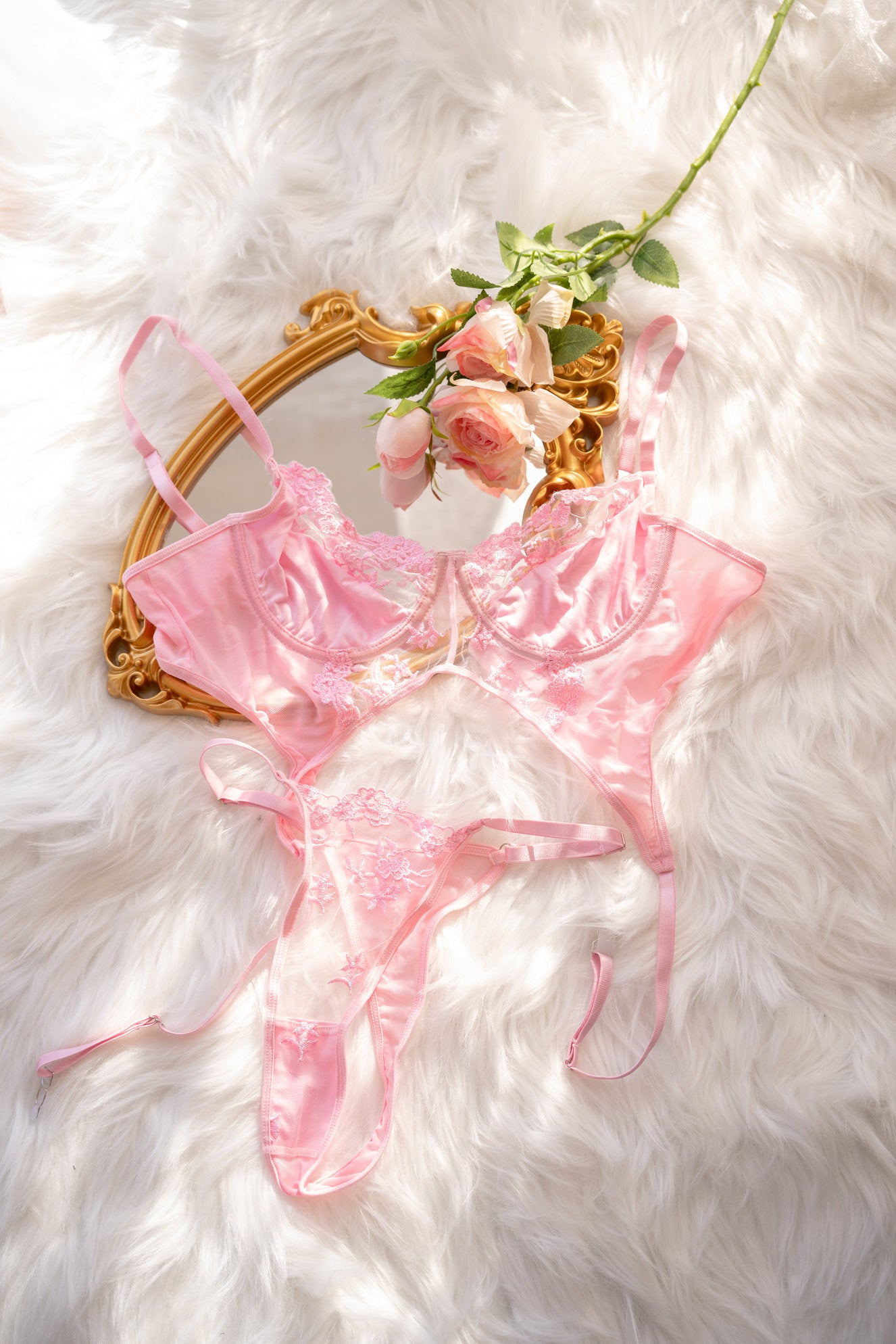 Silken Bloom Bustier Set
