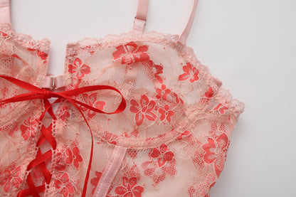 Scarlet Blossom Bustier Set