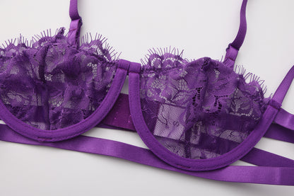 Violet Veil Lace Bra Set