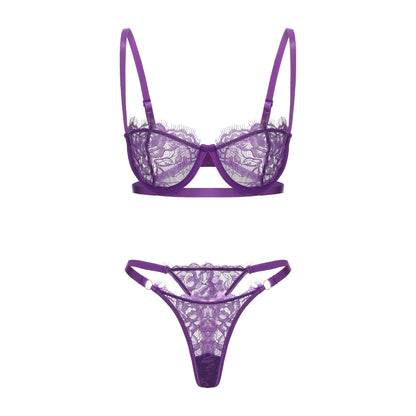 Violet Veil Lace Bra Set