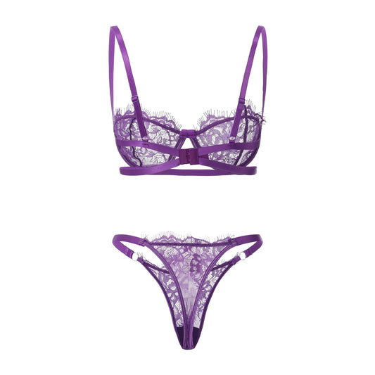 Violet Veil Lace Bra Set