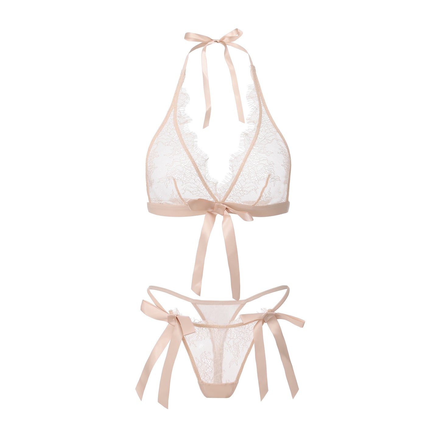 Satin Bow Bralette Set