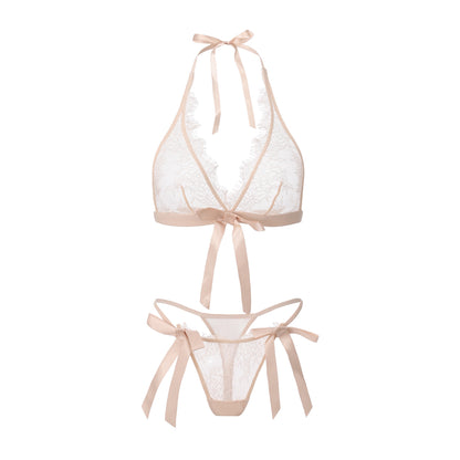 Satin Bow Bralette Set