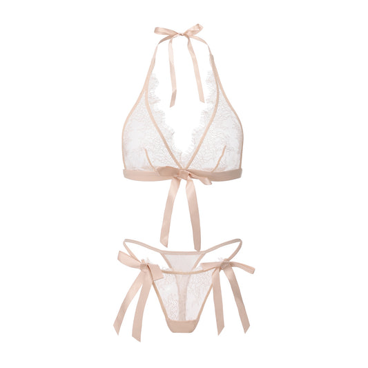 Satin Bow Bralette Set