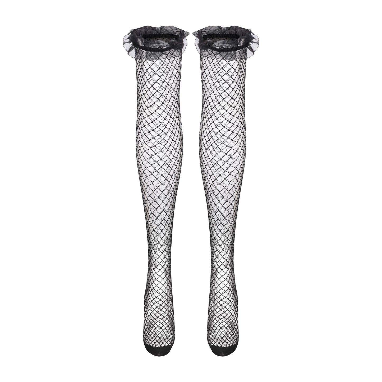 Ruffle Fishnet Thigh Highs